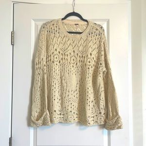 Free People Cream-Colored, Crochet Sweater - size S